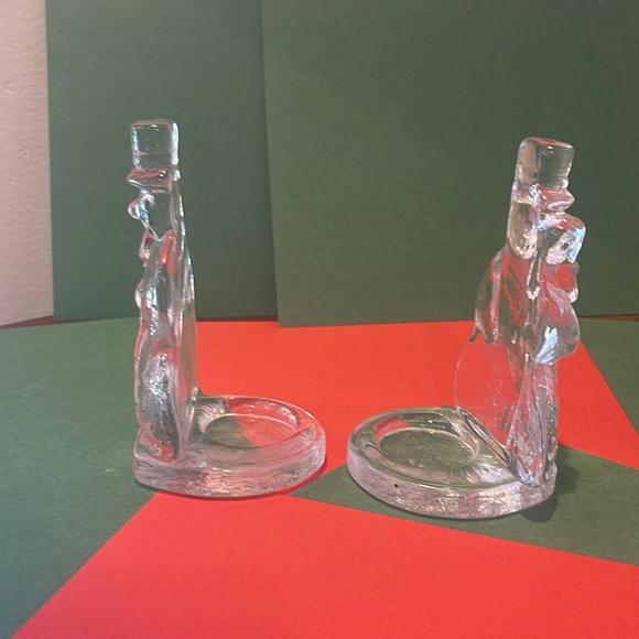 Magnor Norway Snowman Candle Holder Votive Handlaget Krystal Pair of 2 - Picture 4 of 7